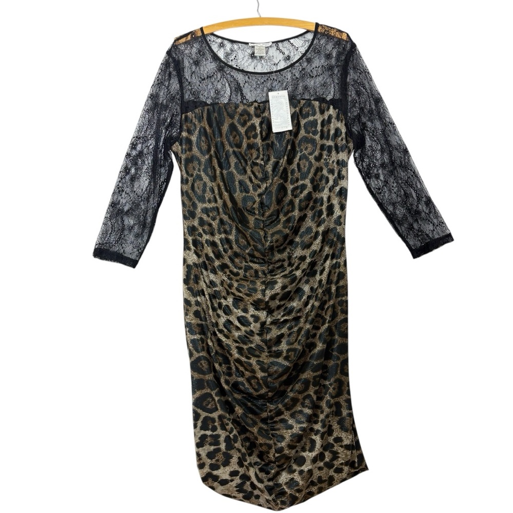 ALBERTO MAKALI NWT leopard animal print sheath cocktail dress XL